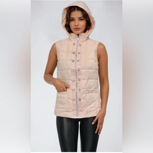 NWT Ciao Milano BLUSH PINK HOODED DOWN VEST size small